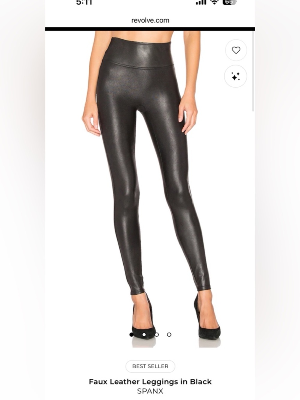 NEW SPANX Black Faux Leather-Look Leggings